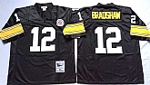 Men's Pittsburgh Steelers #12 Terry Bradshaw Black Throwback Stitched Football Jersey,baseball caps,new era cap wholesale,wholesale hats