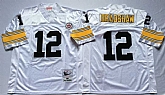 Men's Pittsburgh Steelers #12 Terry Bradshaw White Throwback Stitched Football Jersey,baseball caps,new era cap wholesale,wholesale hats