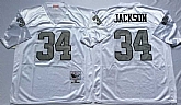 Men's Raiders #34 Bo Jackson White Silver Throwback Stitched Football Jersey,baseball caps,new era cap wholesale,wholesale hats