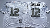Men's Raiders #12 Ken Stabler White Silver Throwback Stitched Football Jersey,baseball caps,new era cap wholesale,wholesale hats