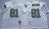 Men's Raiders #81 Tim Brown White Silver Throwback Stitched Football Jersey,baseball caps,new era cap wholesale,wholesale hats