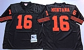 Men's San Francisco 49ers #16 Joe Montana Black Throwback Stitched Football Jersey,baseball caps,new era cap wholesale,wholesale hats