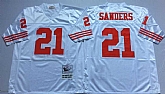 Men's San Francisco 49ers #21 Deion Sanders White Throwback Stitched Football Jersey,baseball caps,new era cap wholesale,wholesale hats