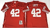 Men's San Francisco 49ers #42 Ronnie Lott Red Throwback Stitched Football Jersey,baseball caps,new era cap wholesale,wholesale hats