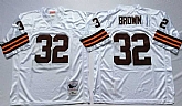 Men's Cleveland Browns #32 Jim Brown White Throwback Stitched Football Jersey,baseball caps,new era cap wholesale,wholesale hats