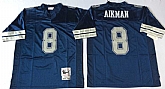 Men's Dallas Cowboys #8 Troy Aikman Blue Throwback Stitched Football Jersey,baseball caps,new era cap wholesale,wholesale hats