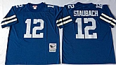 Men's Dallas Cowboys #12 Roger Staubach Blue Throwback Stitched Football Jersey,baseball caps,new era cap wholesale,wholesale hats