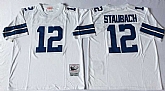 Men's Dallas Cowboys #12 Roger Staubach White Throwback Stitched Football Jersey,baseball caps,new era cap wholesale,wholesale hats