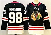 Men's Chicago Blackhawks #98 Connor Bedard Black Stitched Hockey Jersey,baseball caps,new era cap wholesale,wholesale hats