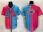Men's Buffalo Bills Team Big Logo Pink Blue Limited Stitched Baseball Jersey,baseball caps,new era cap wholesale,wholesale hats