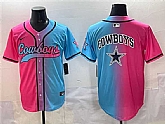 Men's Dallas Cowboys Team Big Logo Pink Blue Limited Stitched Baseball Jersey,baseball caps,new era cap wholesale,wholesale hats