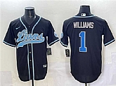 Men's Detroit Lions #1 Jameson Williams Black Stitched Baseball Jersey,baseball caps,new era cap wholesale,wholesale hats
