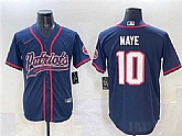 Men's New England Patriots #10 Drake Maye Navy With Path Cool Base Stitched Baseball Jersey,baseball caps,new era cap wholesale,wholesale hats