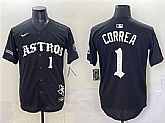 Men's Houston Astros #1 Carlos Correa Black Gothic 'Houston Born Barrio Raised' Limited Stitched Jersey,baseball caps,new era cap wholesale,wholesale hats