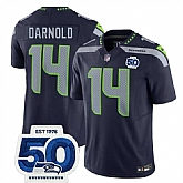 Men & Women & Youth Seattle Seahawks #14 Sam Darnold Navy 2025 F.U.S.E. 50th Anniversary Patch Vapor Limited Stitched Jersey,baseball caps,new era cap wholesale,wholesale hats