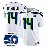 Men & Women & Youth Seattle Seahawks #14 Sam Darnold White 2025 F.U.S.E. 50th Anniversary Patch Vapor Limited Stitched Jersey,baseball caps,new era cap wholesale,wholesale hats