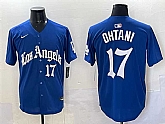 Men's Los Angeles Dodgers #17 Shohei Ohtani Blue 2025 LA Gothic Style With Fernando Patch Vapor Premier Limited Stitched Jersey,baseball caps,new era cap wholesale,wholesale hats