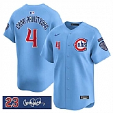 Men's Chicago Cubs #4 Pete Crow-Armstrong Blue 'Ryne Sandberg Tribute' Vapor Limited V3 Stitched Jersey Dzhi,baseball caps,new era cap wholesale,wholesale hats