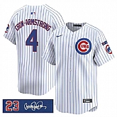 Men's Chicago Cubs #4 Pete Crow-Armstrong White Pinstripe 'Ryne Sandberg Tribute' Vapor Limited V3 Stitched Jersey Dzhi,baseball caps,new era cap wholesale,wholesale hats
