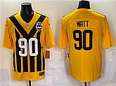 Men's Pittsburgh Steelers #90 T.J. Watt Gold 1933 Throwback Alternate Stitched Game Jersey,baseball caps,new era cap wholesale,wholesale hats