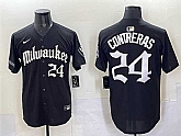 Men's Milwaukee Brewers #24 William Contreras Black 'Gothic 414 Shadows Edition' Vapor Premier Limited Stitched Jersey,baseball caps,new era cap wholesale,wholesale hats