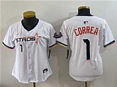 Women's Houston Astros #1 Carlos Correa White 2025 City Connect Limited Stitched Jersey,baseball caps,new era cap wholesale,wholesale hats