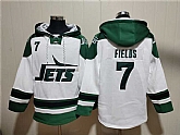 Men's New York Jets #7 Justin Fields White Ageless Must-Have Lace-Up Pullover Hoodie,baseball caps,new era cap wholesale,wholesale hats