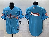 Men's Atlanta Braves Team Big Logo Blue 2024 Atliens & Peach With Outkast Patch Vapor Limited Stitched Jersey,baseball caps,new era cap wholesale,wholesale hats