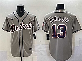 Men's Detroit Tigers #13 Dillon Dingler Gray Cool Base Stitched Jersey,baseball caps,new era cap wholesale,wholesale hats