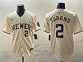 Men's Milwaukee Brewers #2 Brice Turang Cream Home Limited Stitched Jersey,baseball caps,new era cap wholesale,wholesale hats