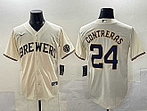 Men's Milwaukee Brewers #24 William Contreras Cream With Patch Stitched Jersey,baseball caps,new era cap wholesale,wholesale hats