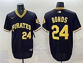 Men's Pittsburgh Pirates #24 Barry Bonds Black With Patch Cool Base Stitched Jersey,baseball caps,new era cap wholesale,wholesale hats