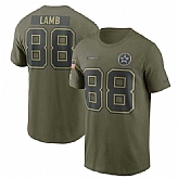 Men's Dallas Cowboys #88 CeeDee Lamb Olive 2025 Salute to Service Name & Number T-Shirt,baseball caps,new era cap wholesale,wholesale hats