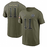 Men's Dallas Cowboys #11 Micah Parsons Olive 2025 Salute to Service Name & Number T-Shirt,baseball caps,new era cap wholesale,wholesale hats