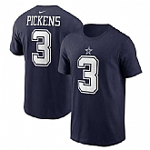 Men's Dallas Cowboys #3 George Pickens Navy T-Shirt,baseball caps,new era cap wholesale,wholesale hats