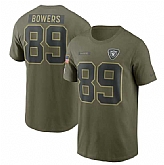 Men's Las Vegas Raiders #89 Brock Bowers Olive 2025 Salute to Service Name & Number T-Shirt,baseball caps,new era cap wholesale,wholesale hats