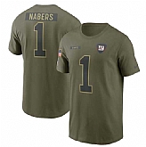 Men's New York Giants #1 Malik Nabers Olive 2025 Salute to Service Name & Number T-Shirt,baseball caps,new era cap wholesale,wholesale hats