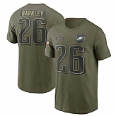 Men's Philadelphia Eagles #26 Saquon Barkley Olive 2025 Salute to Service Name & Number T-Shirt,baseball caps,new era cap wholesale,wholesale hats