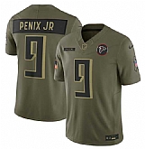 Men's Atlanta Falcons #9 Michael Penix Jr. Olive 2025 Salute to Service Limited Stitched Jersey Dyin,baseball caps,new era cap wholesale,wholesale hats