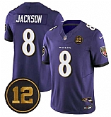 Men's Baltimore Ravens #8 Lamar Jackson Purple 2025 F.U.S.E Jacoby Jones Patch Vapor Limited Jersey Dzhi,baseball caps,new era cap wholesale,wholesale hats
