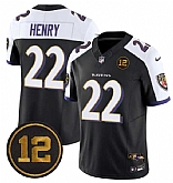 Men's Baltimore Ravens #22 Derrick Henry Black Alternate 2025 F.U.S.E Jacoby Jones Patch Vapor Limited Jersey Dzhi,baseball caps,new era cap wholesale,wholesale hats
