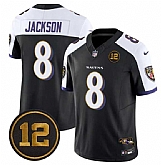Men's Baltimore Ravens #8 Lamar Jackson Black Alternate 2025 F.U.S.E Jacoby Jones Patch Vapor Limited Jersey Dzhi,baseball caps,new era cap wholesale,wholesale hats