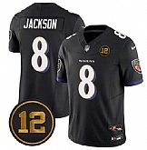 Men's Baltimore Ravens #8 Lamar Jackson Black 2025 F.U.S.E Jacoby Jones Patch Vapor Limited Jersey Dzhi,baseball caps,new era cap wholesale,wholesale hats