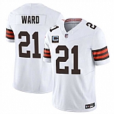 Men's Cleveland Browns #21 Denzel Ward White 2025 F.U.S.E. With 2-Star C Patch Vapor Limited Stitched Jersey Dzhi,baseball caps,new era cap wholesale,wholesale hats