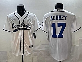 Men's Dallas Cowboys #17 Brandon Aubrey White Cool Base Stitched Baseball Jersey,baseball caps,new era cap wholesale,wholesale hats