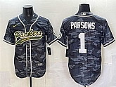 Men's Green Bay Packers #1 Micah Parsons Gray Camo Cool Base Stitched Baseball Jersey,baseball caps,new era cap wholesale,wholesale hats