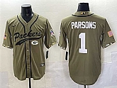 Men's Green Bay Packers #1 Micah Parsons Olive Salute to Service Cool Base Stitched Baseball Jersey,baseball caps,new era cap wholesale,wholesale hats