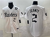 Men's Las Vegas Raiders #2 Ashton Jeanty White 'Gothic Sin City Shadows Edition' With 65th Anniversary Patch Vapor Limited Stitched Baseball Jersey,baseball caps,new era cap wholesale,wholesale hats