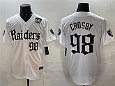 Men's Las Vegas Raiders #98 Maxx Crosby White 'Gothic Sin City Shadows Edition' With 65th Anniversary Patch Vapor Limited Stitched Baseball Jersey,baseball caps,new era cap wholesale,wholesale hats