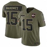Men's Kansas City Chiefs #15 Patrick Mahomes Olive 2025 Salute to Service Limited Stitched Jersey Dyin,baseball caps,new era cap wholesale,wholesale hats
